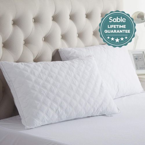  [아마존핫딜][아마존 핫딜] Sable Pillows for Sleeping, 2 Pack Goose Down Alternative Quilted Bed Pillow, FDA Registered, Super Soft Plush Fiber Fill, Adjustable Soft, Relief for Neck Pain, Queen Size, 30×20