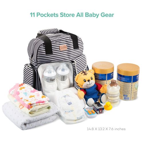  [아마존 핫딜] Sable Diaper Bag Backpack for Baby Care, Multi Function Waterproof Insulated and Cooler Tote Travel Backpack with 11 Spacious Pockets (Adjustable Straps, Nappy Bag, Tissue Pocket)