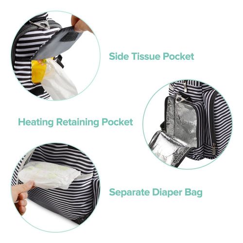  [아마존베스트]Sable Diaper Bag Backpack for Baby Care, Multi Function Waterproof Insulated and Cooler Tote Travel...