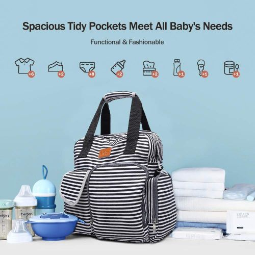  Sable Diaper Bag Backpack for Baby Care, Multi Function Waterproof Insulated and Cooler Tote Travel Backpack with 11 Spacious Pockets (Adjustable Straps, Nappy Bag, Tissue Pocket)