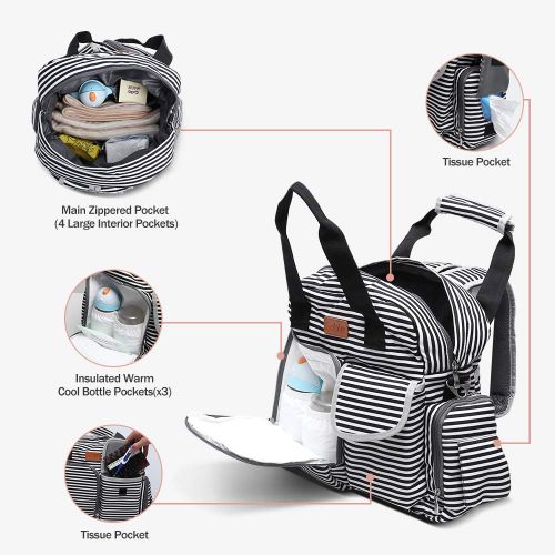  Sable Diaper Bag Backpack for Baby Care, Multi Function Waterproof Insulated and Cooler Tote Travel Backpack with 11 Spacious Pockets (Adjustable Straps, Nappy Bag, Tissue Pocket)