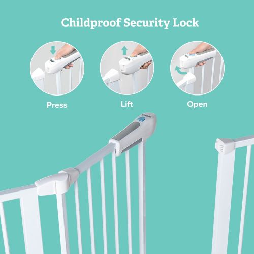  Baby Safety Gate, Sable Pressure Mounted Easy Step Walk Thru Gate with Wall Cups for Kids or Pets, Safe to Use, Easy to Install without Drilling Wall, Resistant Seamless Steel Pipi