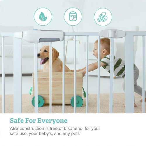  Baby Safety Gate, Sable Pressure Mounted Easy Step Walk Thru Gate with Wall Cups for Kids or Pets, Safe to Use, Easy to Install without Drilling Wall, Resistant Seamless Steel Pipi