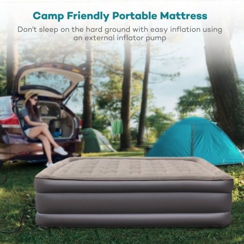  Sable Queen Size Air Mattress, Blow Up Inflatable Airbed with Build-in Pump, Storage Bag and Repair Patches Included, 30-month Guarantee
