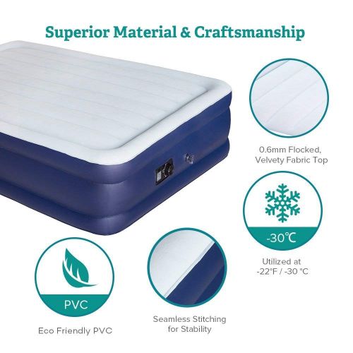  Sable Full Size Air Mattress Upgraded Blow up Inflatable Bed with Built-in Pump and Storage Bag, Height 18 inches, 30-Months Warranty