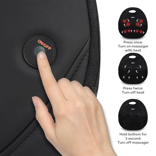  Sable Portable Back Massager with Heat, Shiatsu Electric Massaging Cushion Easy One-Button Control Neck Massager for Home, Office, Car Use