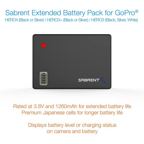  Sabrent Extended Battery Pack for GoPro HERO4, HERO3+, HERO3 [with Backdoor Housings for HERO4 only] (GP-KPHA)
