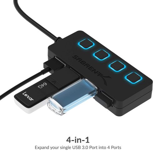  Sabrent 4-Port USB 3.0 Hub with Individual Power Switches and LEDs (HB-UM43)