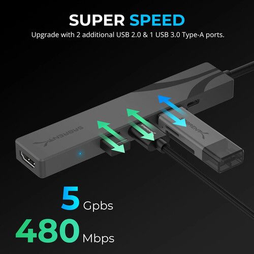  Sabrent 4-in-1 Multi-Port USB-C Hub (Gray)