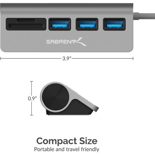  Sabrent 3-Port USB 3.0 Hub with SD and Micro SD Card Readers