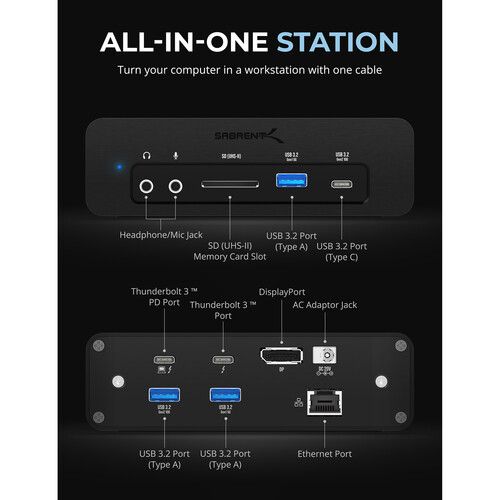  Sabrent DS-SRKT Thunderbolt 3 Dual M.2 SSD Docking Station