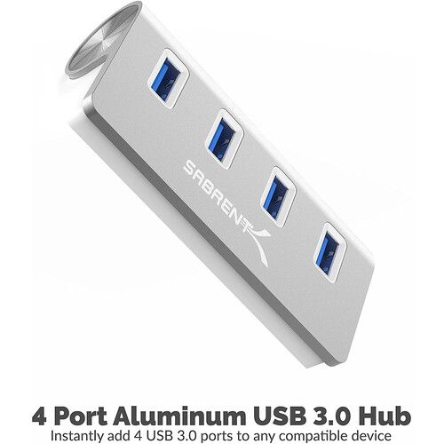  Sabrent USB 3.0 4-Port Aluminum Hub (Silver)