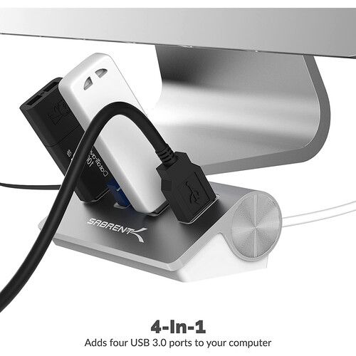  Sabrent USB 3.0 4-Port Aluminum Hub (Silver)