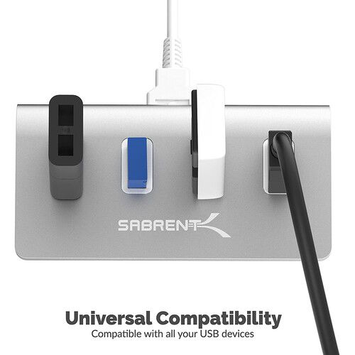  Sabrent USB 3.0 4-Port Aluminum Hub (Silver)