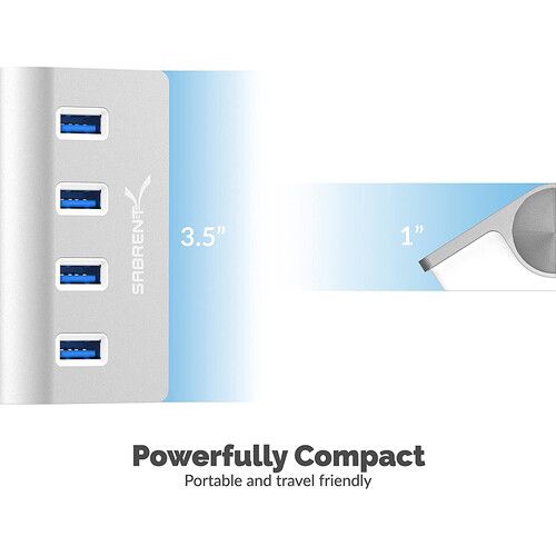  Sabrent USB 3.0 4-Port Aluminum Hub (Silver)