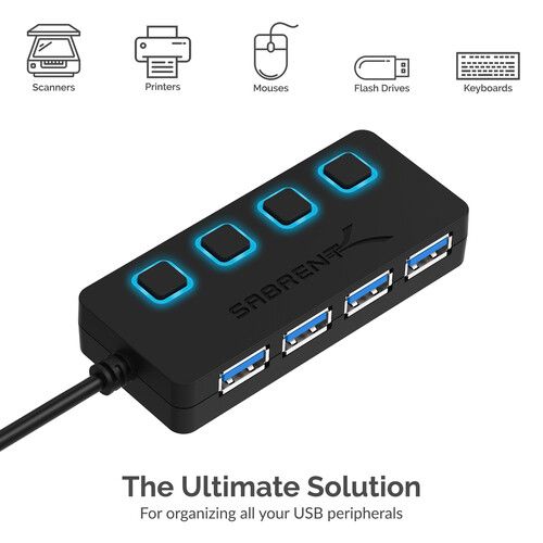  Sabrent 4-Port USB 3.0 Hub with Power Switches