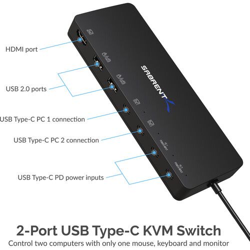  Sabrent 2-Port USB Type-C KVM Switch