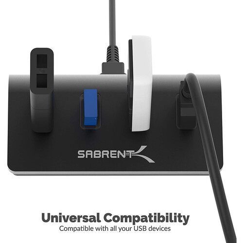  Sabrent USB 3.0 4-Port Aluminum Hub (Black)