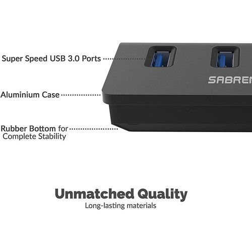  Sabrent USB 3.0 4-Port Aluminum Hub (Black)