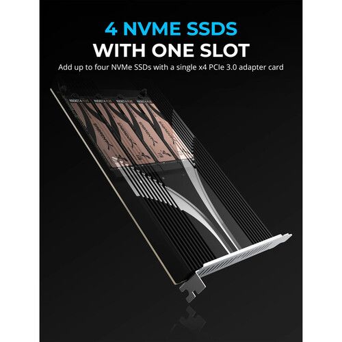  Sabrent 4-Drive NVMe M.2 SSD to PCIe 3.0 x4 Adapter Card