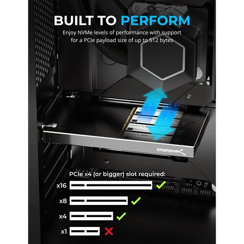  Sabrent 4-Drive NVMe M.2 SSD to PCIe 3.0 x4 Adapter Card