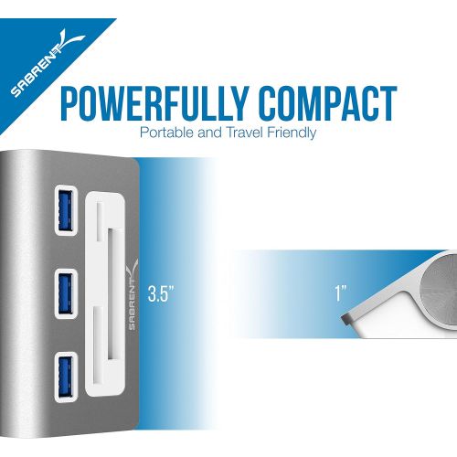  [아마존핫딜][아마존 핫딜] Sabrent Premium 3 Port Aluminum USB 3.0 Hub with Multi-in-1 Card Reader (12 Cable) for iMac, All MacBooks, Mac Mini, or Any PC (HB-MACR)