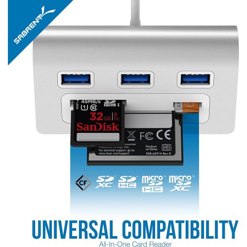  [아마존핫딜][아마존 핫딜] Sabrent Premium 3 Port Aluminum USB 3.0 Hub with Multi-in-1 Card Reader (12 Cable) for iMac, All MacBooks, Mac Mini, or Any PC (HB-MACR)