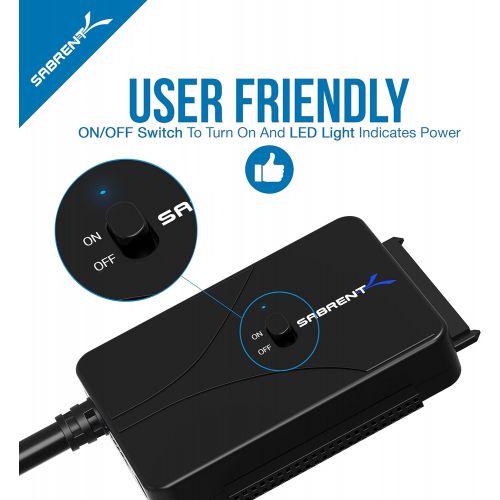  [아마존 핫딜] Sabrent USB 3.0 to SSD/SATA/IDE 2.5/3.5/5.25-INCH Hard Drive Converter with UL Power Supply & LED Activity Lights [10TB Support] (USB-DS12)