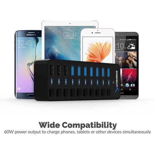  [아마존 핫딜]  [아마존핫딜]Sabrent USB Hub 60W 7-Port USB 3.0 Hub + 3 intelligente Ladeanschluesse mit individuellen Netzschaltern und LEDs inklusive 60W 12V / 5A Netzteil (HB-B7C3)