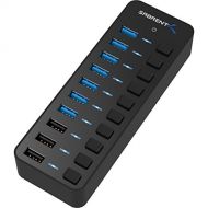 Sabrent 60W 7-Port USB 3.0 Hub + 3 Smart Charging Ports with Individual Power Switches and LEDs Includes 60W 12V/5A Power Adapter (HB-B7C3)