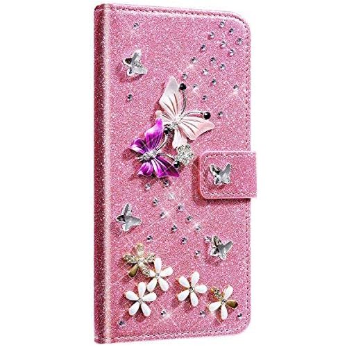  [아마존베스트]Saceebe kompatibel mit Galaxy A20/A30S/A50S Huelle Leder Wallet Flip Case Glitter Diamante Ledertasche mit Schmetterling Strass Glitter Lederhuelle Handytasche Schutz Kratzfest Schut