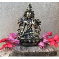 SacredSymbolStudios Tara Statue Brass White Tara Buddhist Bodhisattva Goddess Statue Small Altar Deity Buddhist Shrine Travel Altar Portable Altar Goddess