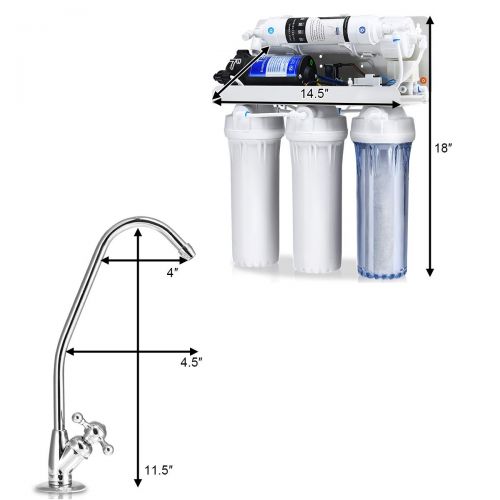  Saddle Costway High Capacity 5-Stage Reverse Osmosis Drinking Water Filter System, Ultra Safe Under Sink Whole Home Water Filtration System