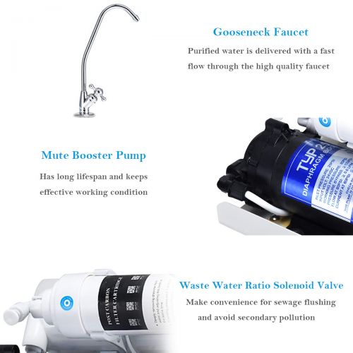  Saddle Costway High Capacity 5-Stage Reverse Osmosis Drinking Water Filter System, Ultra Safe Under Sink Whole Home Water Filtration System