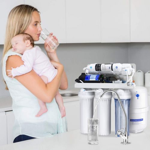  Saddle Costway High Capacity 5-Stage Reverse Osmosis Drinking Water Filter System, Ultra Safe Under Sink Whole Home Water Filtration System