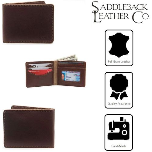  [아마존핫딜][아마존 핫딜] Saddleback Leather Co. Medium Full Grain Leather Bifold ID Window Wallet for Men Includes 100 Year Warranty