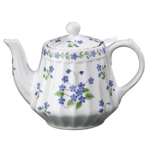  Andrea By Sadek 6h Blue Forget Me Not Teapot with Mesh Strainer