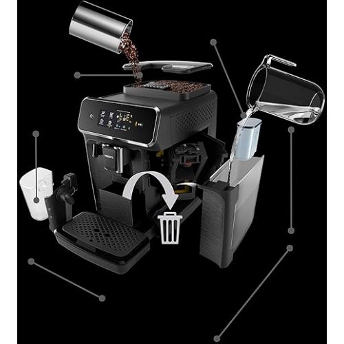  Philips 2200 Series Fully Automatic Espresso Machine w/LatteGo, Black, EP2230/14 (Renewed)