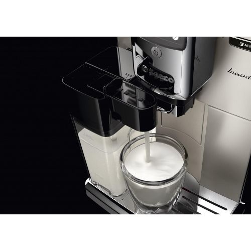  Saeco HD8917/01 Incanto Kaffeevollautomat (1850 Watt, AquaClean, integrierte Milchkaraffe) silber