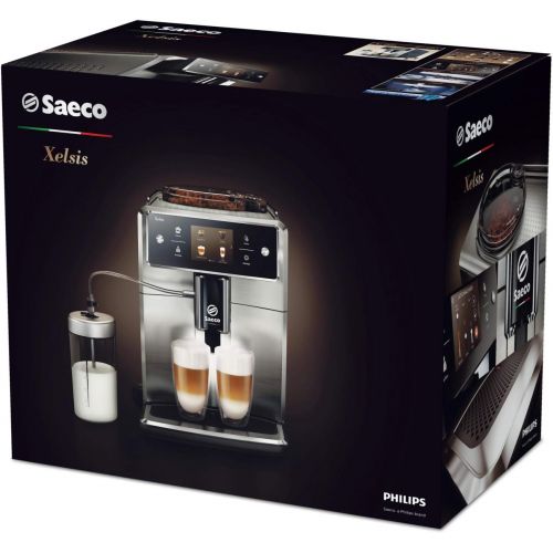  Saeco Xelsis SM7684/04 Super Automatic Espresso Machine, Titanium Metal Front