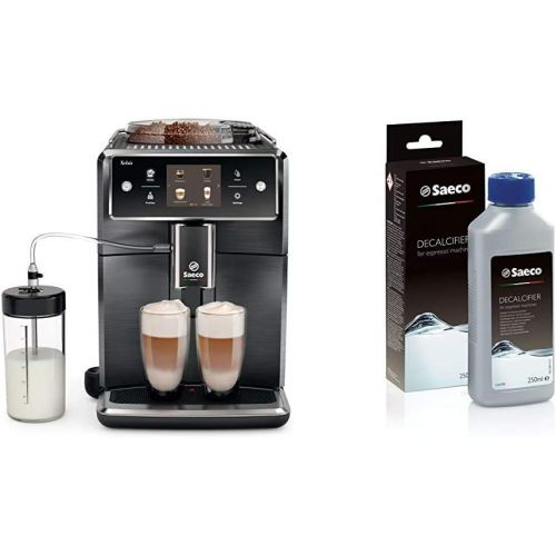  Saeco Xelsis Super Automatic Espresso Machine, Titanium Metal Front, SM7684/04 & CA6700/47 Espresso Machine Liquid Descaler