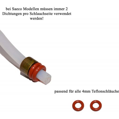  SW K 10x Gasket for 4 mm Pressure Hose Teflon Hose Suitable for Saeco Philips Siemens Bosch Krups Spidem Gaggia Miele Solis King Rotel Satrap TurMix Jura Delonghi Melitta AEG Neff