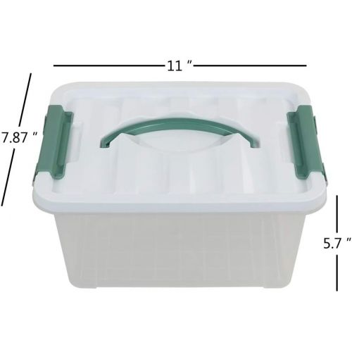  Saedy 6 Quart Clear Plastic Multipurpose Handled Storage Box with Lid, 2-Pack