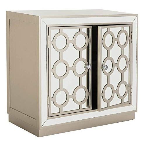  Safavieh CHS6404A Home Collection Kaia 2-Door Chest Champagne/Mirror