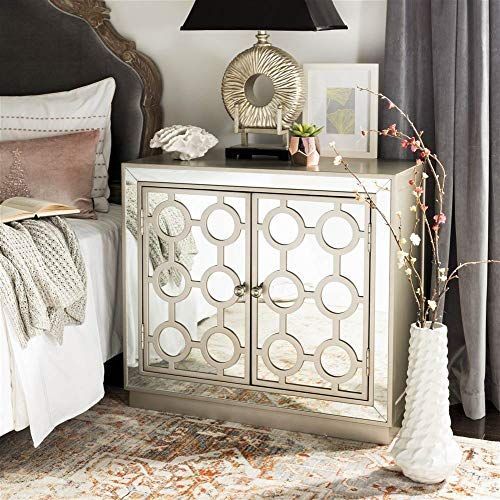  Safavieh CHS6404A Home Collection Kaia 2-Door Chest Champagne/Mirror