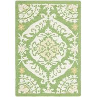 Safavieh Chelsea Collection HK356B Hand-Hooked Green and Beige Premium Wool Area Rug (18 x 26)