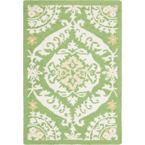  Safavieh Chelsea Collection HK356B Hand-Hooked Green and Beige Premium Wool Area Rug (18 x 26)