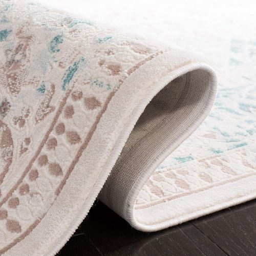  Safavieh Passion Collection PAS405B Oriental Vintage Watercolor Turquoise and Ivory Distressed Runner (22 x 8)