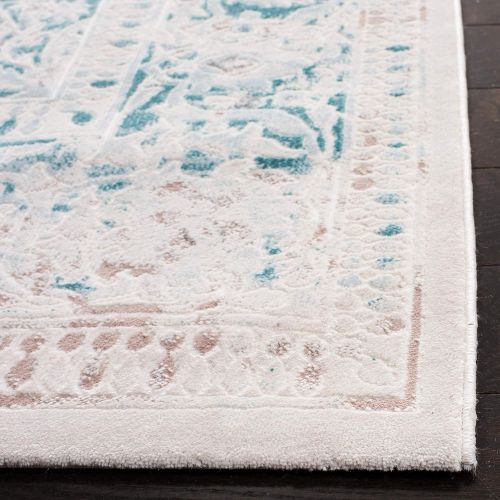  Safavieh Passion Collection PAS405B Oriental Vintage Watercolor Turquoise and Ivory Distressed Runner (22 x 8)