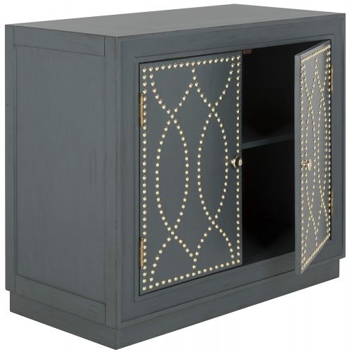  Safavieh Home Collection Yuna Steel Teal and Gold 2 Door Chest of Drawers,